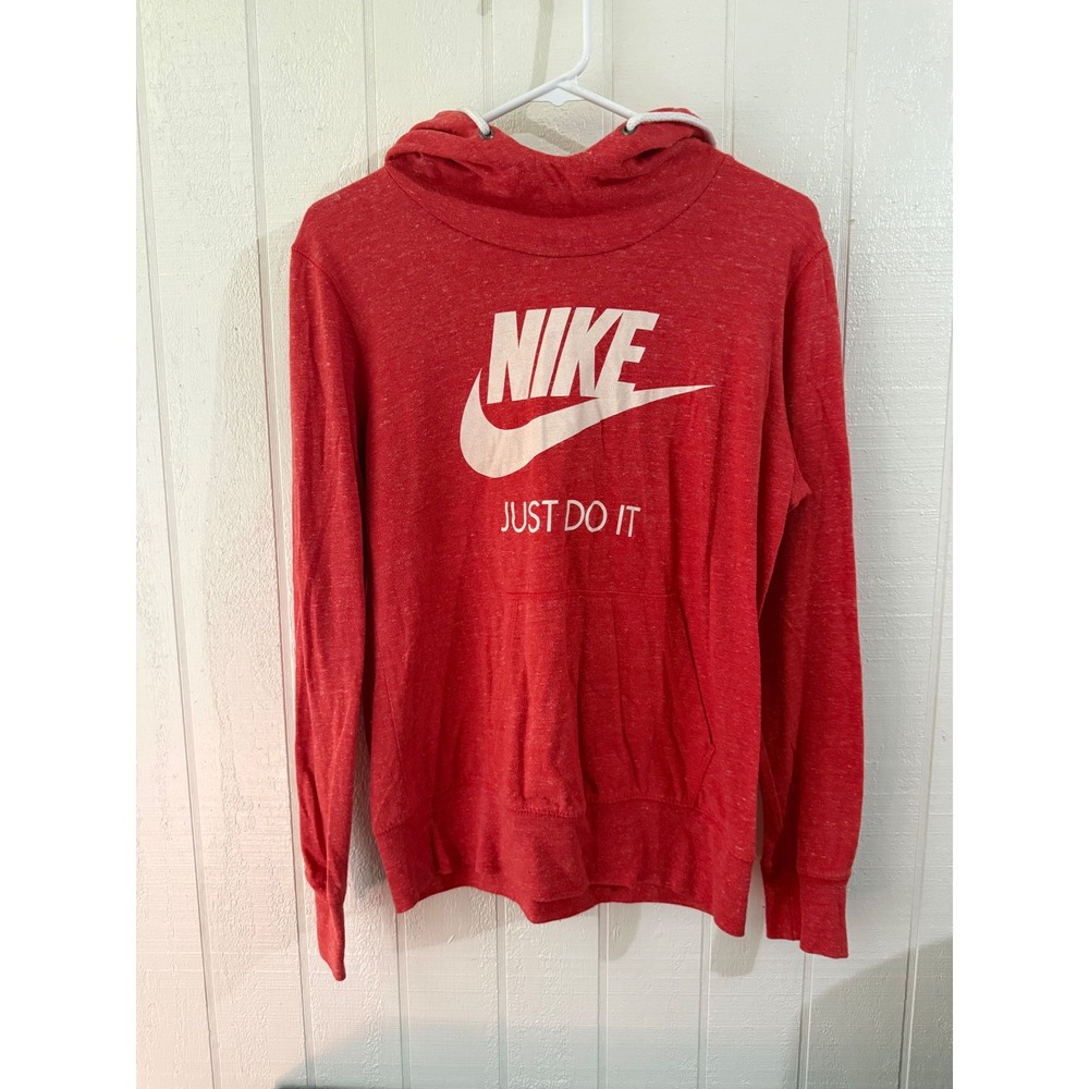 Nike Sportswear Gym Vintage Red Heathered Logo Hoodie Large